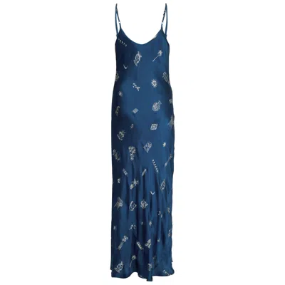 Em & Shi Women's Blue Silver Lining Slip Dress