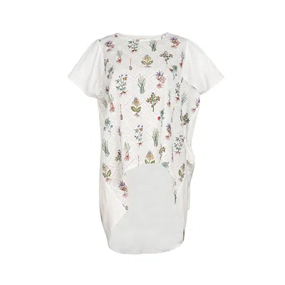 Em & Shi Women's White Healing Herbs Oversize T-shirt