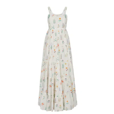 Em & Shi Summer Herbs Tiered Dress In White