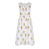 Em & Shi Women's White Sunflower Hand Block Dress In White