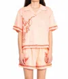 Em On Holiday Embroidered Resort Short In Peach In Pink