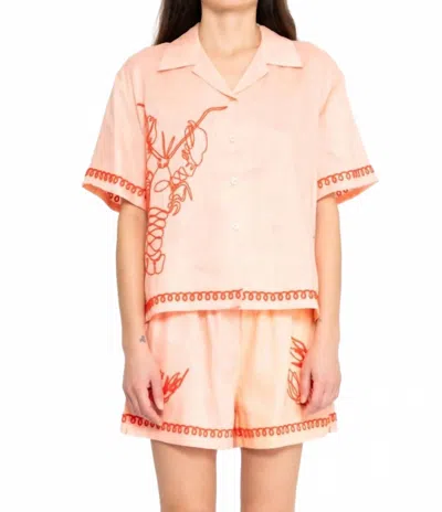 Em On Holiday Embroidered Resort Short In Peach In Pink