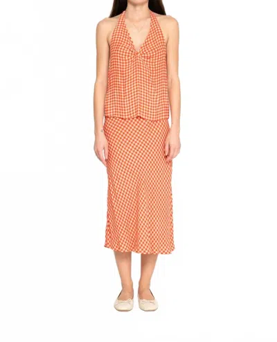 Em On Holiday Gingham Check Slip Skirt In Red/beige In Multi