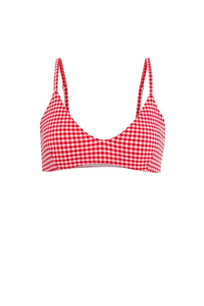 Em On Holiday Women's Gingham Bikini Set Swimsuit In Red/beige