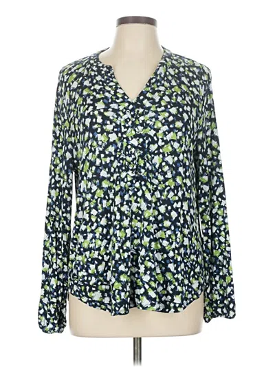 Pre-owned Emaline Long Sleeve Henley Shirt In Green