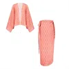 Emanmoon Pink / Purple Ikat Kimono & Wrap Skirt