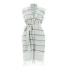Emanmoon Women's Neutrals / Green / White Striped Belted Jumpsuit