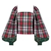 Emanmoon Women's Red Plaid Top In Red