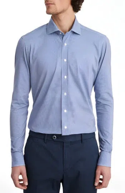 Emanuel Berg 4flex Modern Fit Diamond Print Knit Dress Shirt In Navy
