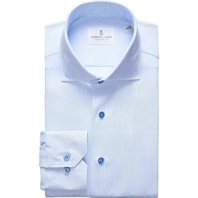 Emanuel Berg 4flex Modern Fit Diamond Print Knit Dress Shirt In Bright Blue