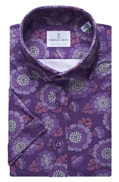 Emanuel Berg 4flex Modern Fit Knit Dress Shirt In Purple