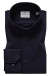 Emanuel Berg 4flex Modern Fit Navy Knit Button-up Shirt