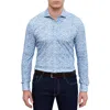 Emanuel Berg 4flex Modern Fit Print Knit Button-up Shirt In Blue