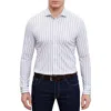 Emanuel Berg 4flex Modern Fit Stripe Knit Button-up Shirt In Light Grey