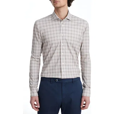Emanuel Berg 4flex Stretch Modern Fit Check Knit Dress Shirt In Medium Grey