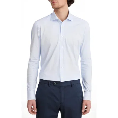 Emanuel Berg 4flex Stretch Modern Fit Geometric Print Knit Dress Shirt In Light Pastel Blue