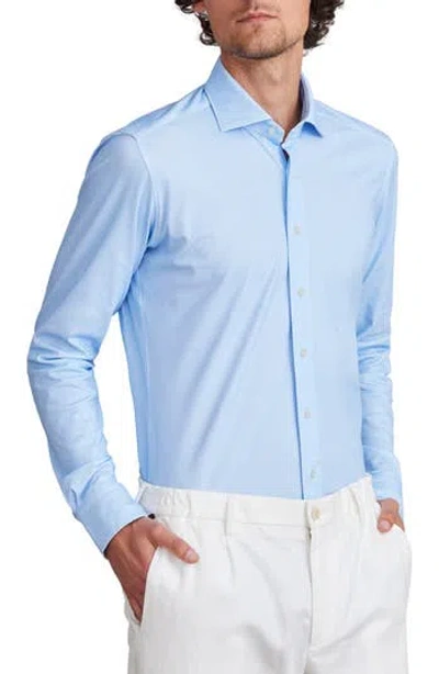 Emanuel Berg 4flex Stretch Modern Fit Light Blue Knit Dress Shirt