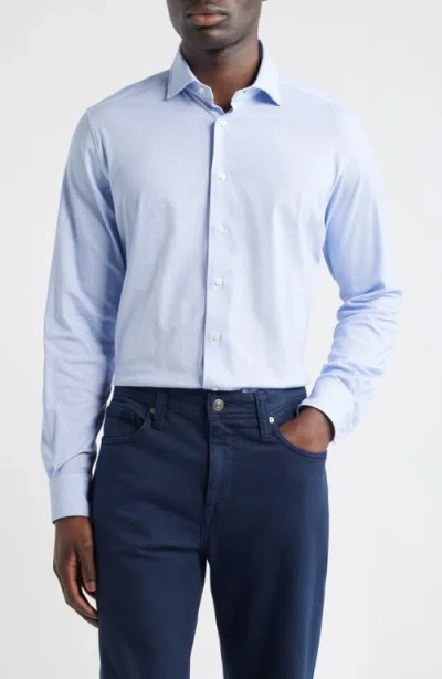 Emanuel Berg 4flex Stretch Modern Fit Microprint Knit Dress Shirt In Blue