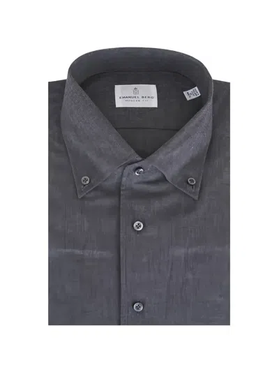 Emanuel Berg Buttoned-collar Shirt In Gray