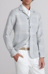 Emanuel Berg Dobby Check Camp Collar Linen & Silk Blend Shirt Jacket In Silver