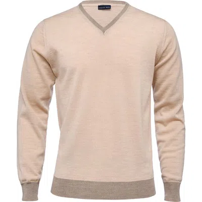 Emanuel Berg Fine Gauge Merino Wool V-neck Sweater In Neutral