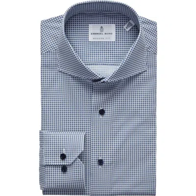 Emanuel Berg Geometric Poplin Modern Fit Stretch Dress Shirt In Medium Blue
