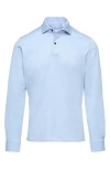 Emanuel Berg Jacquard Luxe Long Sleeve Polo In Blue