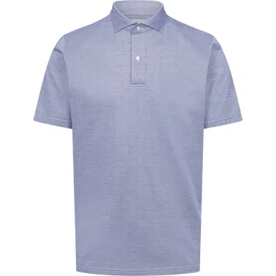 Emanuel Berg Jacquard Texture Polo In Blue