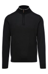 Emanuel Berg Light Gauge High Neck Quarter Zip Merino Wool Sweater In Black
