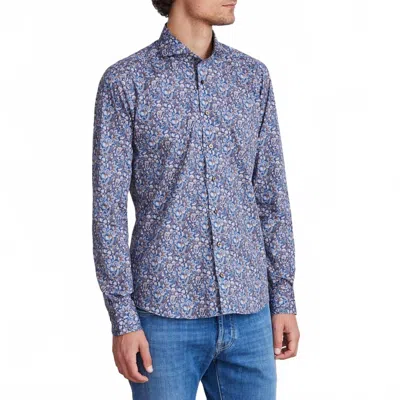 Emanuel Berg Marseille Paisley Print Shirt In Dark Blue
