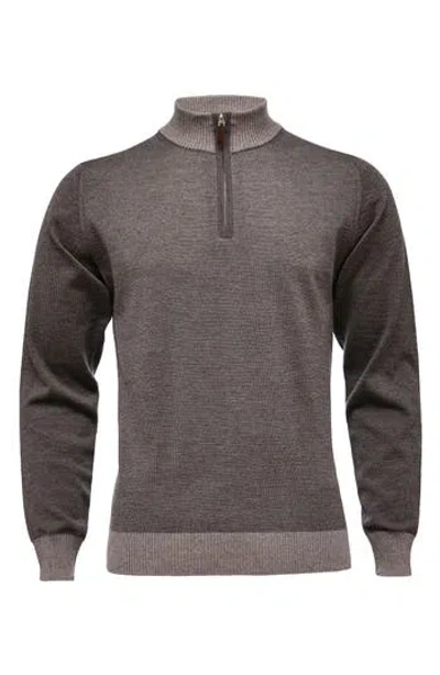 Emanuel Berg Merino Wool Quarter Zip Sweater In Brown