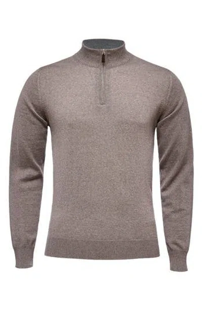 Emanuel Berg Merino Wool Quarter Zip Sweater In Brown