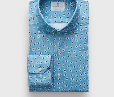 Emanuel Berg Modern 4flex Stretch Knit Shirt In Turquoise In Blue