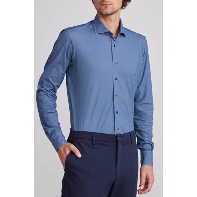 Emanuel Berg Modern Fit 4 Flex Stretch Knit Button-up Shirt In Blue