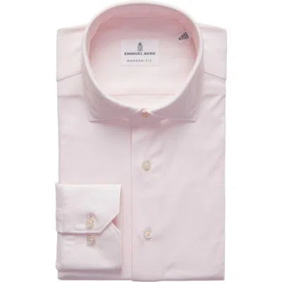 Emanuel Berg Modern Fit 4 Flex Stretch Knit Button-up Shirt In Pink
