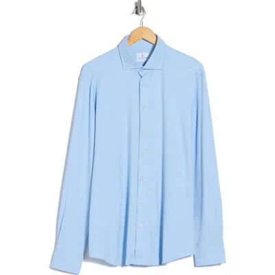 Emanuel Berg Modern Fit 4flex Stretch Knit Button-up Shirt In Blue