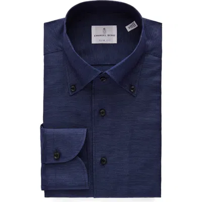 Emanuel Berg Modern Fit Cotton & Linen Twill Button-down Shirt In Navy