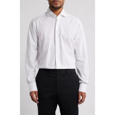 Emanuel Berg Modern Fit Cotton Poplin Dress Shirt In White