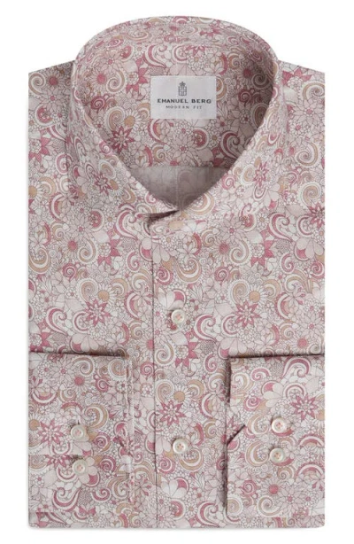 Emanuel Berg Modern Fit Dobby Luxury Cotton Dress Shirt In Pink