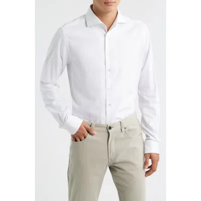 Emanuel Berg Modern Fit Flannel Dress Shirt In White
