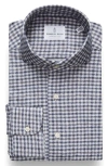 Emanuel Berg Modern Fit Gingham Check Stretch Cotton Knit Dress Shirt In Blue