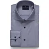 Emanuel Berg Modern Fit Houndstooth Natural Stretch Yoga Twill Dress Shirt In Blue