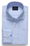 Emanuel Berg Modern Fit Houndstooth Natural Stretch Yoga Twill Dress Shirt In Blue