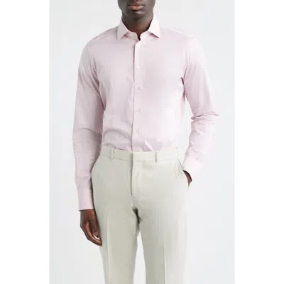 Emanuel Berg Modern Fit Jacquard Cotton Knit Dress Shirt In Pink