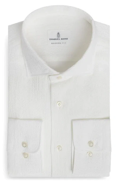 Emanuel Berg Modern Fit Seersucker Dress Shirt In White