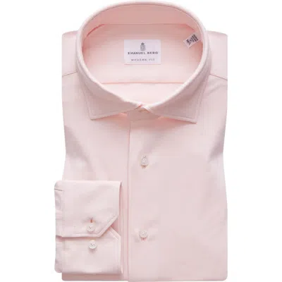 Emanuel Berg Modern Fit Stretch Knit Sport Shirt In Pink