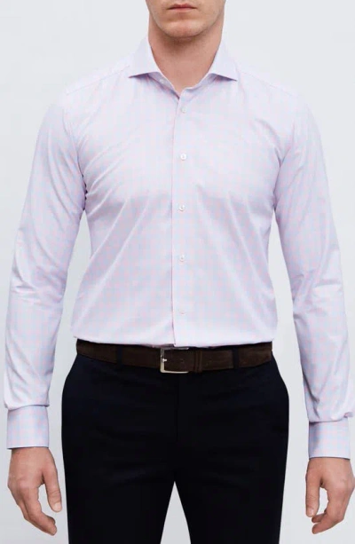 Emanuel Berg Prince Of Wales Slim Fit Check Twill Button-up Shirt In Light Pastel Pink