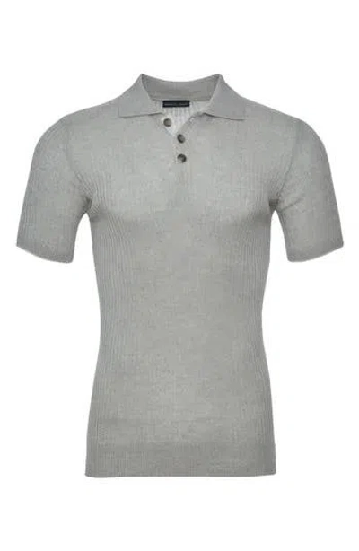 Emanuel Berg Rib Merino Wool Knit Polo In Neutral