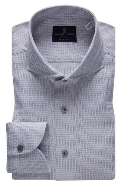 Emanuel Berg Slim Fit Extra Fine Dobby Dress Shirt In Gray