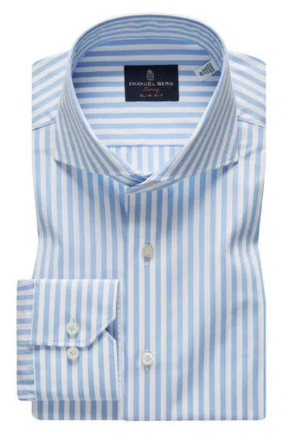 Emanuel Berg Slim Fit Poplin Sport Shirt In Blue